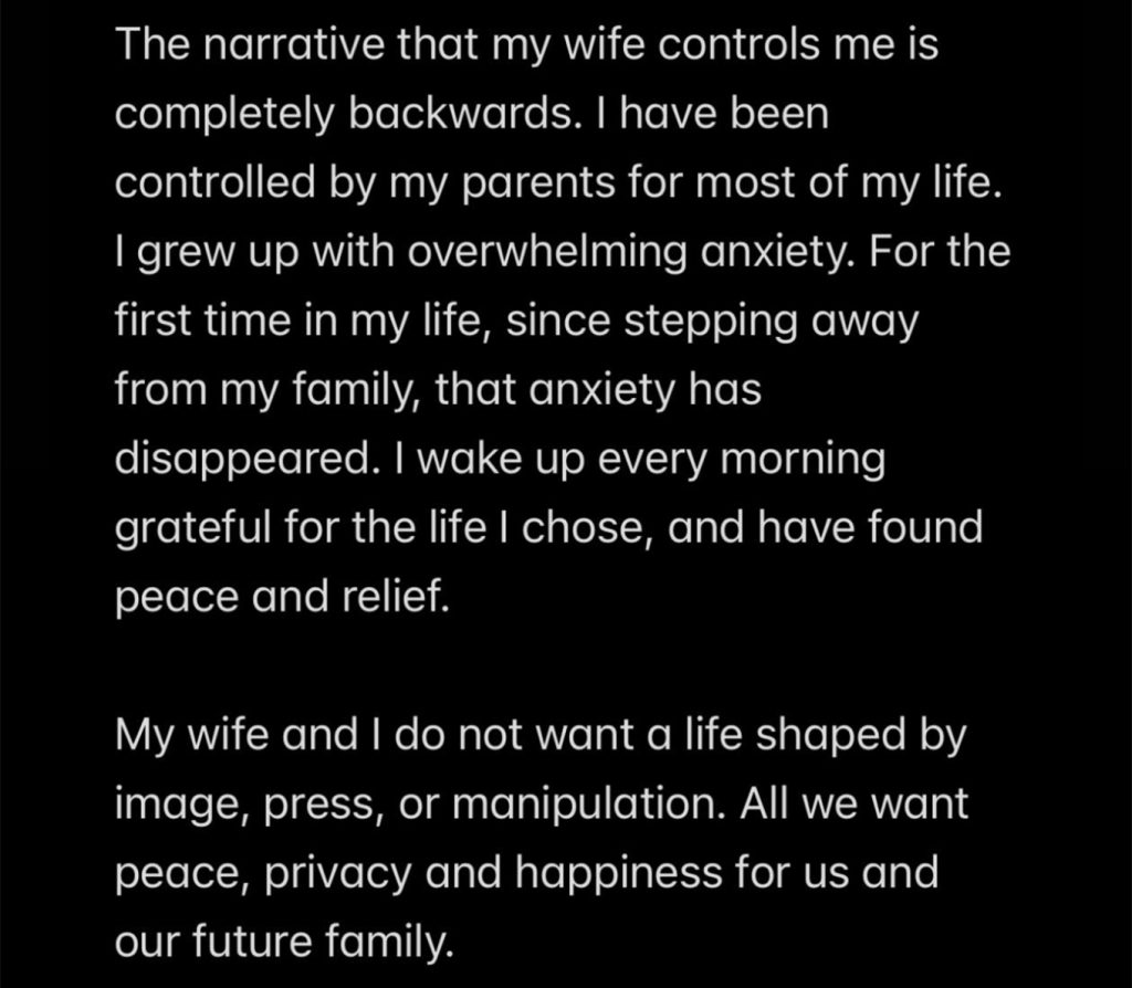 Ξέσπασε ο Μπρούκλιν Μπέκαμ: Οι γονείς μου προσπαθούν να διαλύσουν τη σχέση μου, η μητέρα μου χόρεψε «ανάρμοστα πάνω μου» στη δεξίωση του γάμου μου