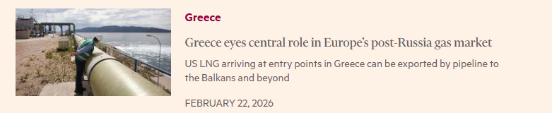 Financial Times: Η Ελλάδα διεκδικεί κεντρικό ρόλο όσο η Ευρώπη ετοιμάζεται για την πλήρη απαγόρευση του ρωσικού φυσικού αερίου