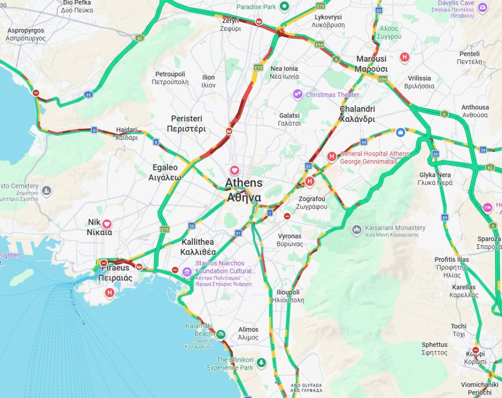 Live η κίνηση στους δρόμους: Αυξημένη ροή σε βασικούς οδικούς άξονες